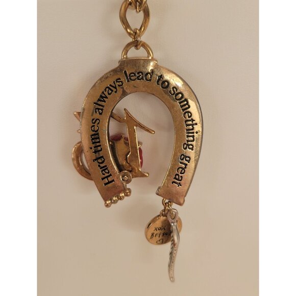 Vintage BJ Betsey Johnson Charm Necklace W/ Horseshoe & Rose Pendant 24" - Picture 5 of 11